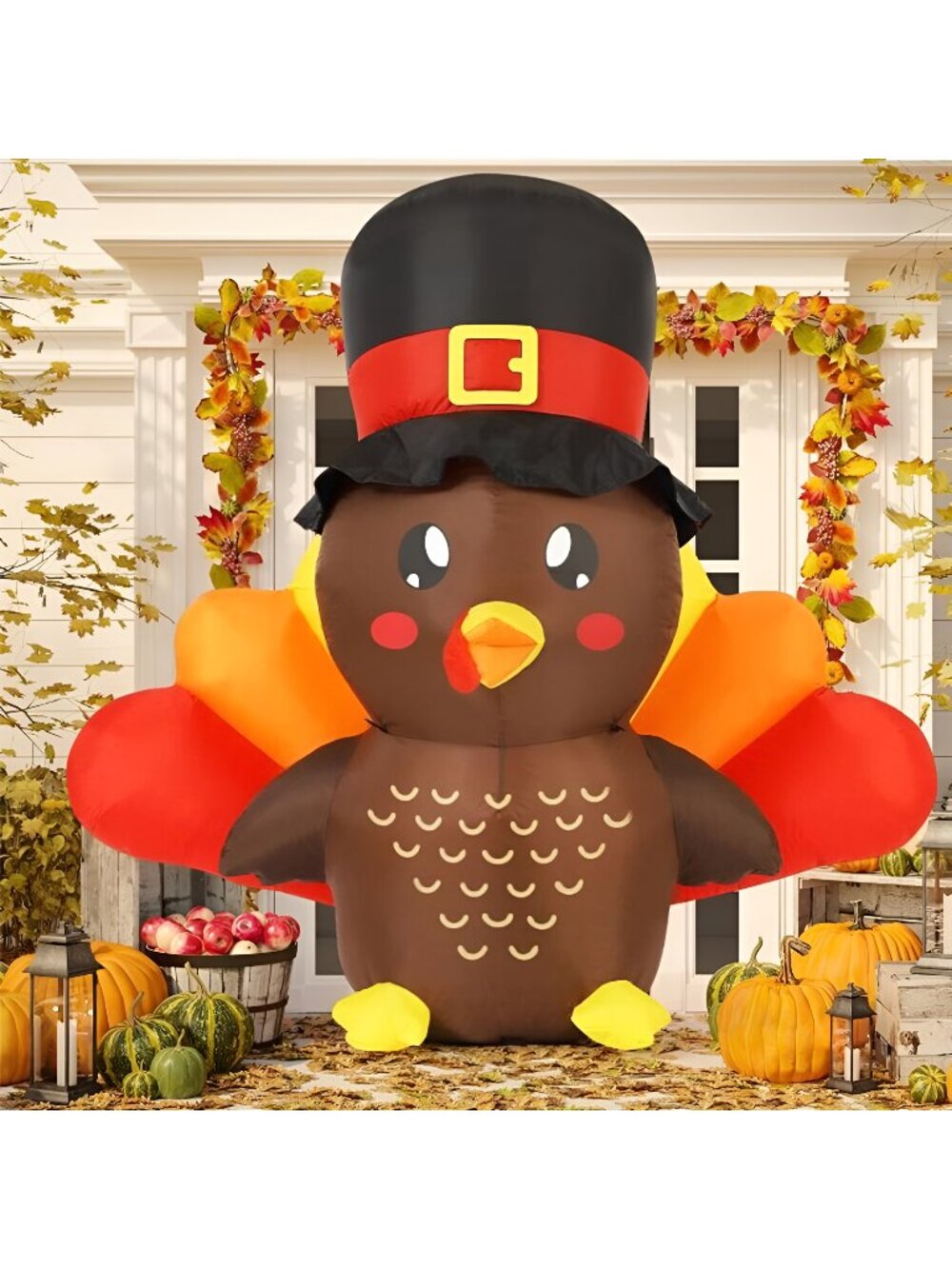 5 FT Thanksgiving Inflatable Turkey with LED Lights Outdoor Yard Decor